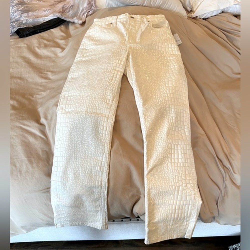 Free People Textured White Animal Print Pants
